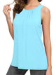 WT2148 Women's Summer Sleeveless Scoop Neck Pleated  Loose Fit Casual Tank Top