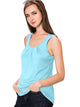 WT2148 Women's Summer Sleeveless Scoop Neck Pleated  Loose Fit Casual Tank Top