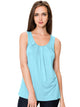 WT2148 Women's Summer Sleeveless Scoop Neck Pleated  Loose Fit Casual Tank Top