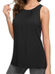 WT2148 Women's Summer Sleeveless Scoop Neck Pleated  Loose Fit Casual Tank Top