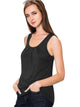 WT2148 Women's Summer Sleeveless Scoop Neck Pleated  Loose Fit Casual Tank Top