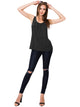 WT2148 Women's Summer Sleeveless Scoop Neck Pleated  Loose Fit Casual Tank Top
