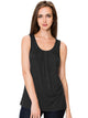 WT2148 Women's Summer Sleeveless Scoop Neck Pleated  Loose Fit Casual Tank Top
