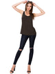 WT2148 Women's Summer Sleeveless Scoop Neck Pleated  Loose Fit Casual Tank Top