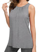 WT2148 Women's Summer Sleeveless Scoop Neck Pleated  Loose Fit Casual Tank Top