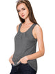 WT2148 Women's Summer Sleeveless Scoop Neck Pleated  Loose Fit Casual Tank Top