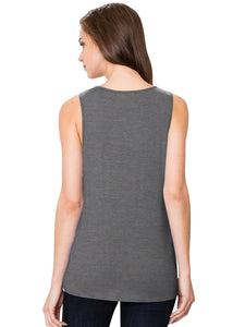WT2148 Women's Summer Sleeveless Scoop Neck Pleated  Loose Fit Casual Tank Top