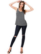 WT2148 Women's Summer Sleeveless Scoop Neck Pleated  Loose Fit Casual Tank Top