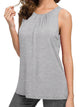 WT2148 Women's Summer Sleeveless Scoop Neck Pleated  Loose Fit Casual Tank Top