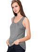 WT2148 Women's Summer Sleeveless Scoop Neck Pleated  Loose Fit Casual Tank Top
