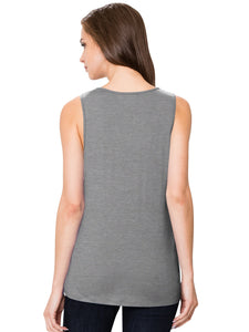 WT2148 Women's Summer Sleeveless Scoop Neck Pleated  Loose Fit Casual Tank Top