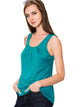 WT2148 Women's Summer Sleeveless Scoop Neck Pleated  Loose Fit Casual Tank Top