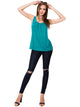 WT2148 Women's Summer Sleeveless Scoop Neck Pleated  Loose Fit Casual Tank Top