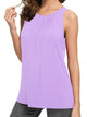 WT2148 Women's Summer Sleeveless Scoop Neck Pleated  Loose Fit Casual Tank Top