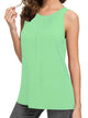 WT2148 Women's Summer Sleeveless Scoop Neck Pleated  Loose Fit Casual Tank Top