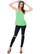 WT2148 Women's Summer Sleeveless Scoop Neck Pleated  Loose Fit Casual Tank Top