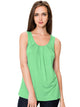 WT2148 Women's Summer Sleeveless Scoop Neck Pleated  Loose Fit Casual Tank Top