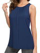 WT2148 Women's Summer Sleeveless Scoop Neck Pleated  Loose Fit Casual Tank Top
