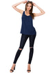 WT2148 Women's Summer Sleeveless Scoop Neck Pleated  Loose Fit Casual Tank Top