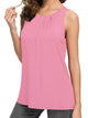 WT2148 Women's Summer Sleeveless Scoop Neck Pleated  Loose Fit Casual Tank Top
