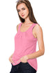WT2148 Women's Summer Sleeveless Scoop Neck Pleated  Loose Fit Casual Tank Top