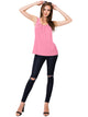 WT2148 Women's Summer Sleeveless Scoop Neck Pleated  Loose Fit Casual Tank Top