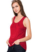 WT2148 Women's Summer Sleeveless Scoop Neck Pleated  Loose Fit Casual Tank Top