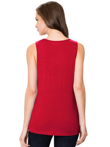 WT2148 Women's Summer Sleeveless Scoop Neck Pleated  Loose Fit Casual Tank Top