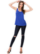 WT2148 Women's Summer Sleeveless Scoop Neck Pleated  Loose Fit Casual Tank Top