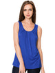 WT2148 Women's Summer Sleeveless Scoop Neck Pleated  Loose Fit Casual Tank Top
