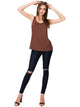 WT2148 Women's Summer Sleeveless Scoop Neck Pleated  Loose Fit Casual Tank Top