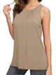 WT2148 Women's Summer Sleeveless Scoop Neck Pleated  Loose Fit Casual Tank Top