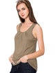 WT2148 Women's Summer Sleeveless Scoop Neck Pleated  Loose Fit Casual Tank Top