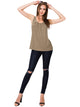 WT2148 Women's Summer Sleeveless Scoop Neck Pleated  Loose Fit Casual Tank Top