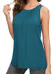WT2148 Women's Summer Sleeveless Scoop Neck Pleated  Loose Fit Casual Tank Top