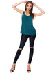 WT2148 Women's Summer Sleeveless Scoop Neck Pleated  Loose Fit Casual Tank Top