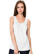 WT2148 Women's Summer Sleeveless Scoop Neck Pleated  Loose Fit Casual Tank Top