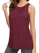 WT2148 Women's Summer Sleeveless Scoop Neck Pleated  Loose Fit Casual Tank Top