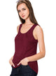 WT2148 Women's Summer Sleeveless Scoop Neck Pleated  Loose Fit Casual Tank Top
