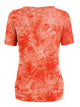 WT2164 Women's Tie dye Scoop Neck Short Sleeve Front Pleated Blouse Tunic Top