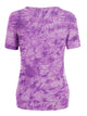 WT2164 Women's Tie dye Scoop Neck Short Sleeve Front Pleated Blouse Tunic Top