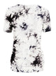 WT2164 Women's Tie dye Scoop Neck Short Sleeve Front Pleated Blouse Tunic Top