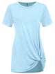 WT2312 Women's Casual Shirts Twist Knot Tunics Top