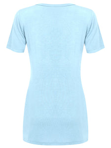 WT2312 Women's Casual Shirts Twist Knot Tunics Top