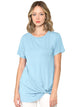 WT2312 Women's Casual Shirts Twist Knot Tunics Top