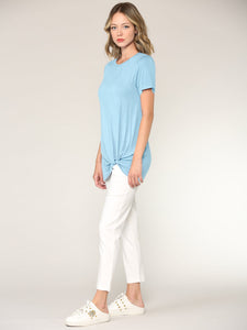 WT2312 Women's Casual Shirts Twist Knot Tunics Top