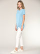 WT2312 Women's Casual Shirts Twist Knot Tunics Top