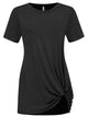 WT2312 Women's Casual Shirts Twist Knot Tunics Top