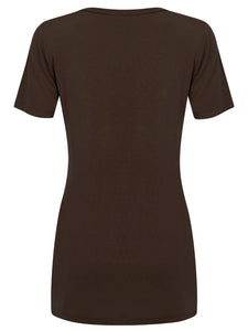 WT2312 Women's Casual Shirts Twist Knot Tunics Top
