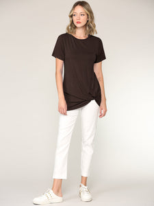 WT2312 Women's Casual Shirts Twist Knot Tunics Top